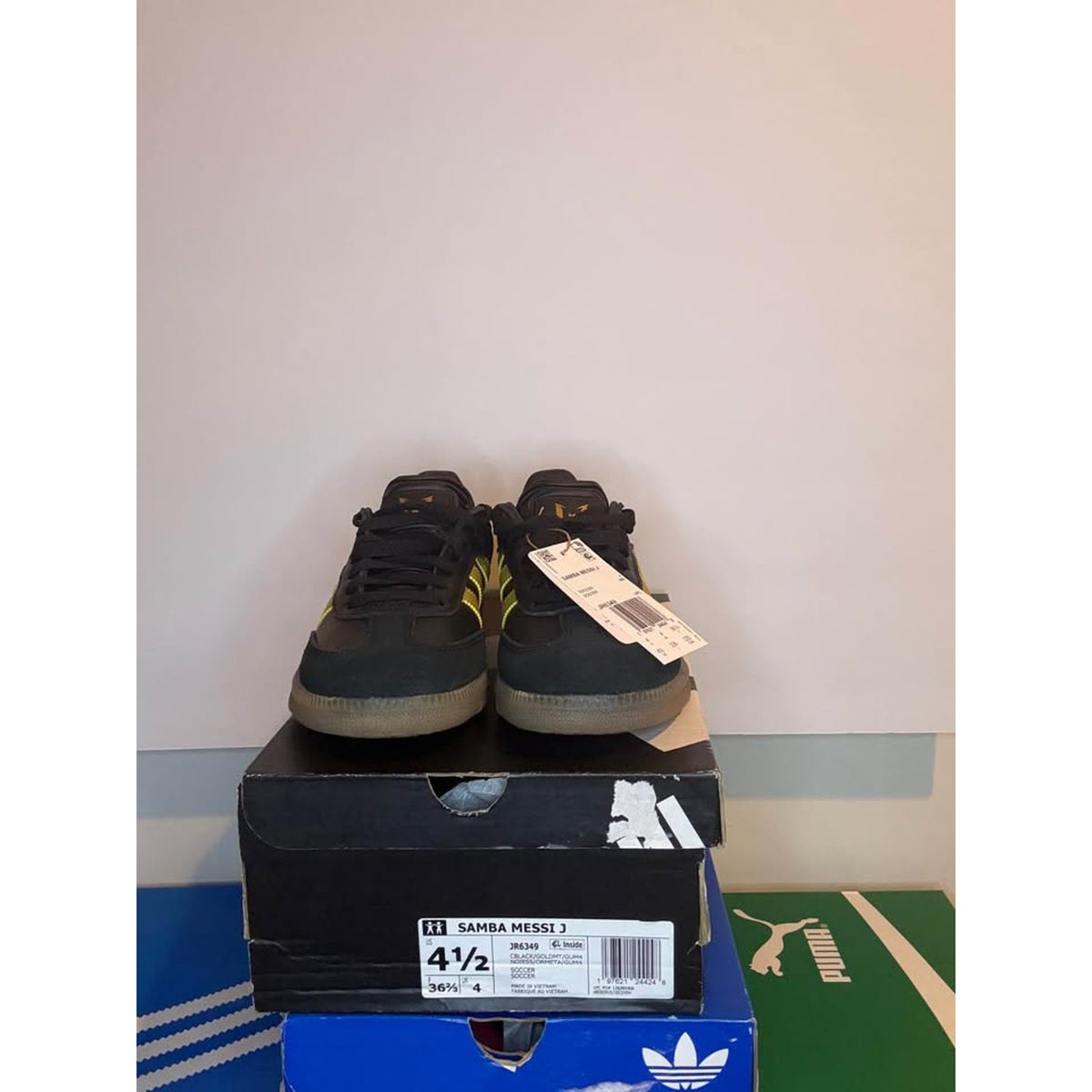 Adidas Samba Messi J Black Gold Shoes US 4.5Y