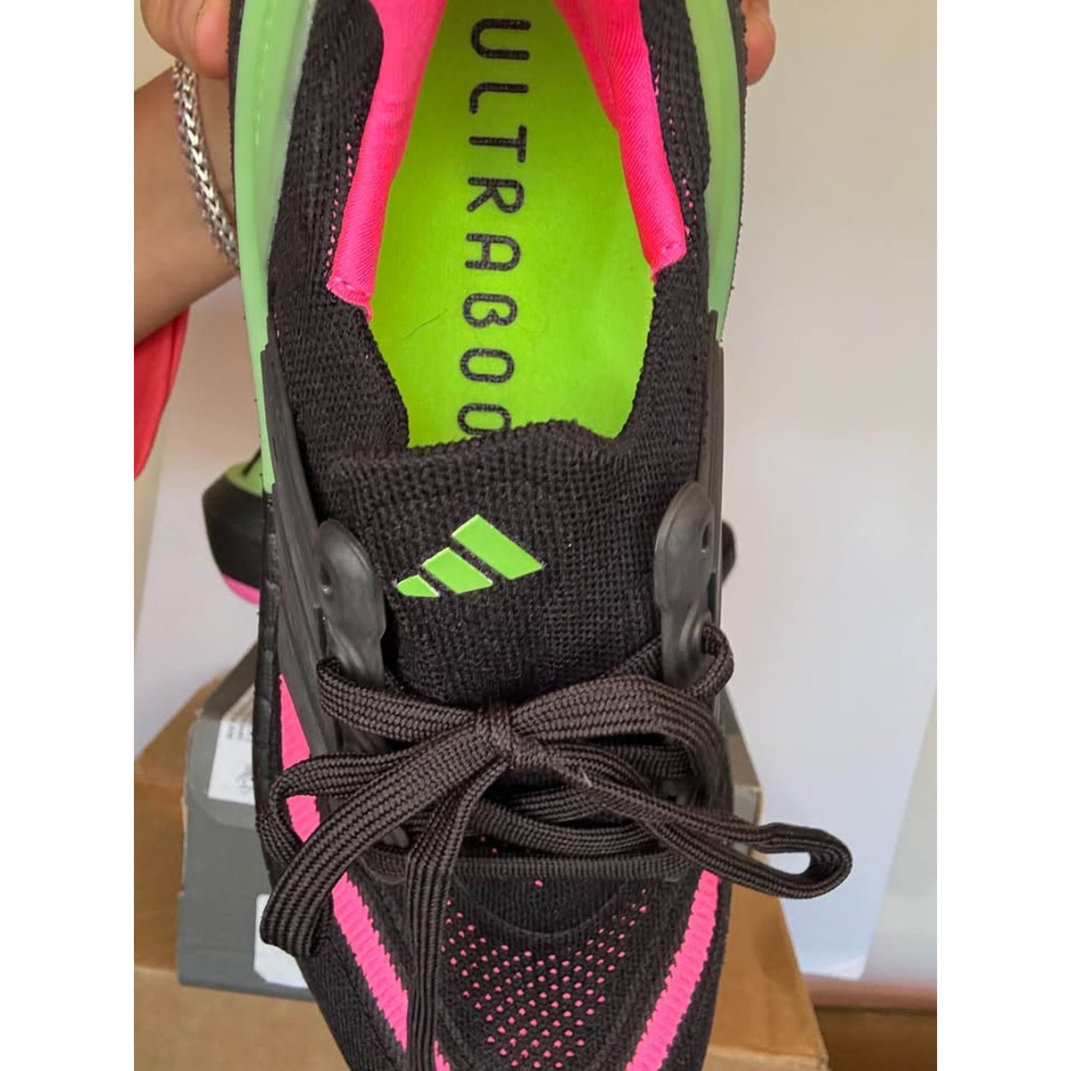Adidas Ultraboost Light W Running Shoes Black Pink Green US 7.5