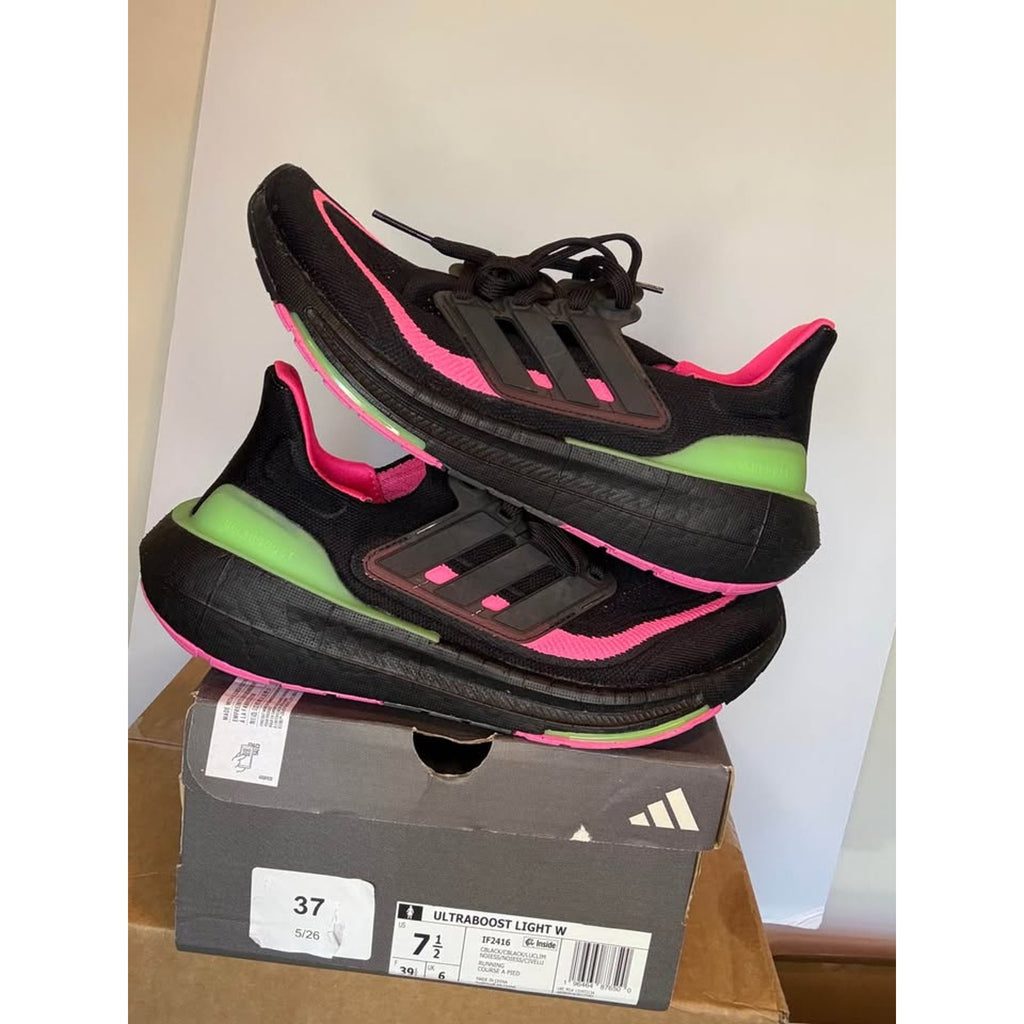 Adidas Ultraboost Light W Running Shoes Black Pink Green US 7.5