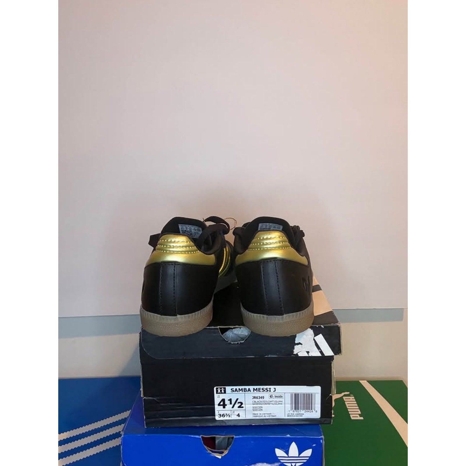 Adidas Samba Messi J Black Gold Shoes US 4.5Y