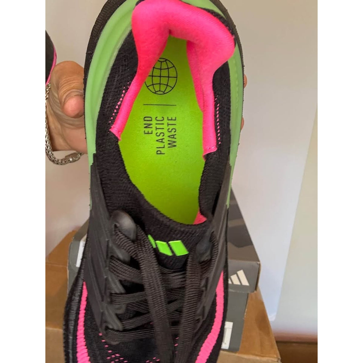 Adidas Ultraboost Light W Running Shoes Black Pink Green US 7.5