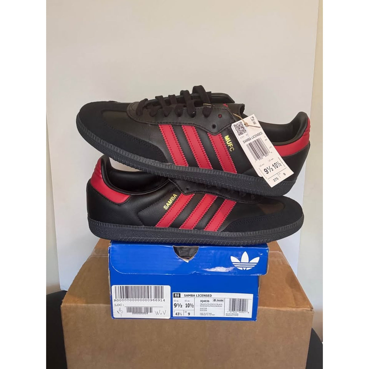 Adidas Samba Licensed Manchester United MUFC Black Red Sneakers Men’s 9.5 Women’s 10.5 BNWT
