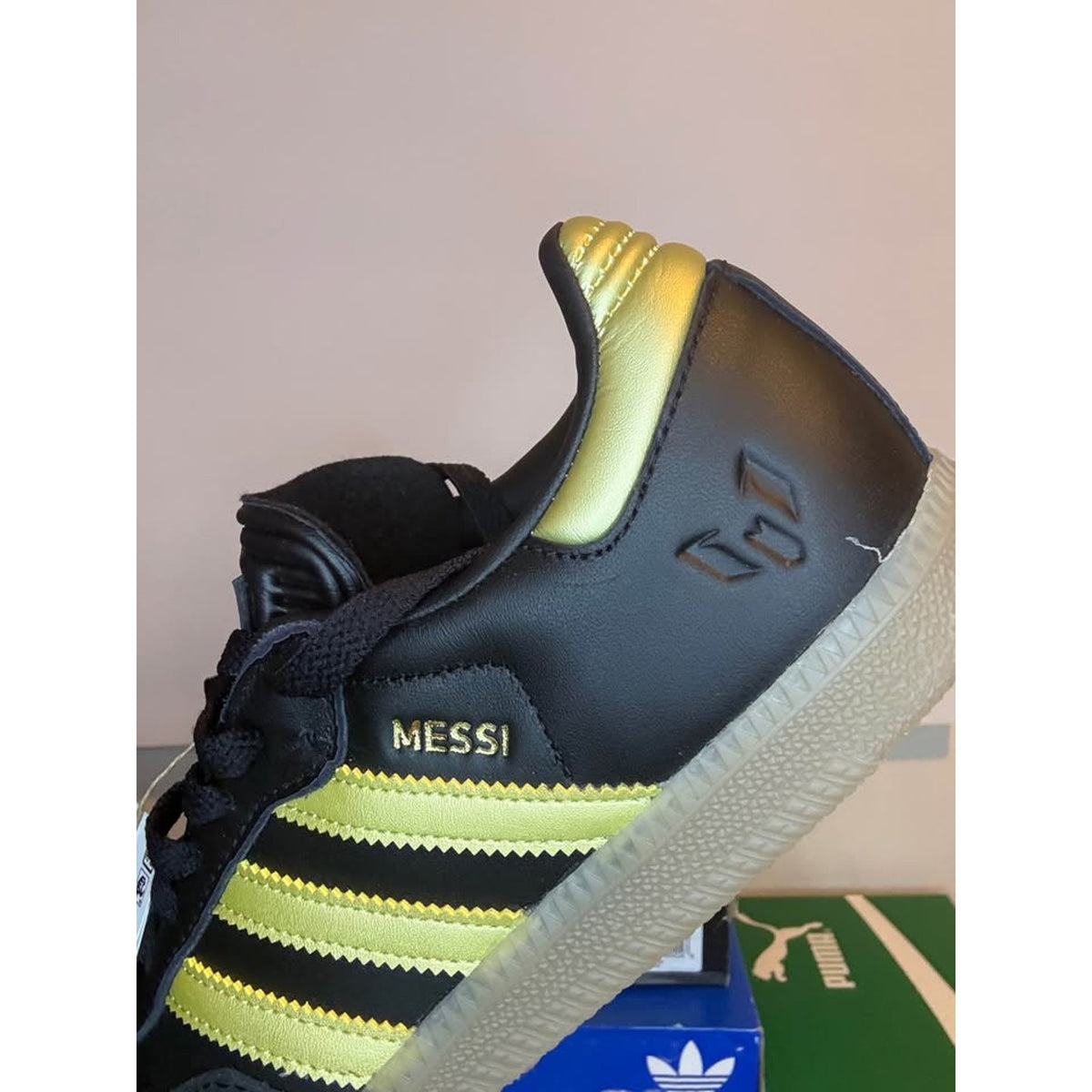 Adidas Samba Messi J Black Gold Shoes US 4.5Y