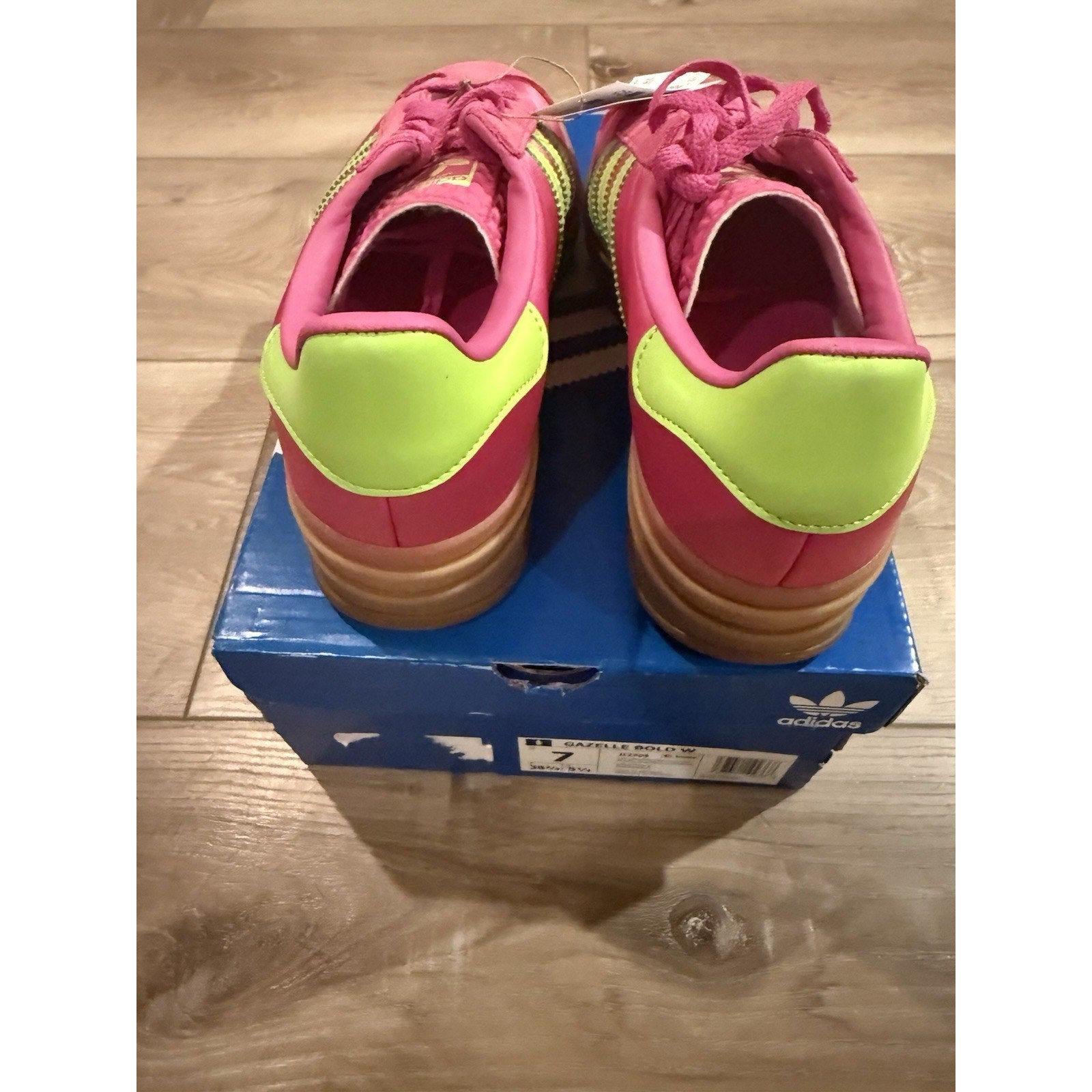 Adidas Gazelle Bold W Pink Lime Green Gum Platform Sneakers Women’s 7 JI2705
