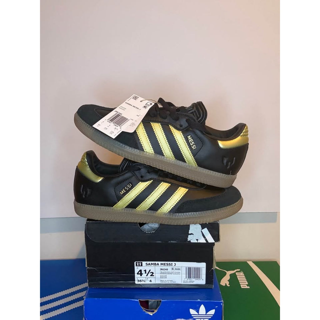 Adidas Samba Messi J Black Gold Shoes US 4.5Y