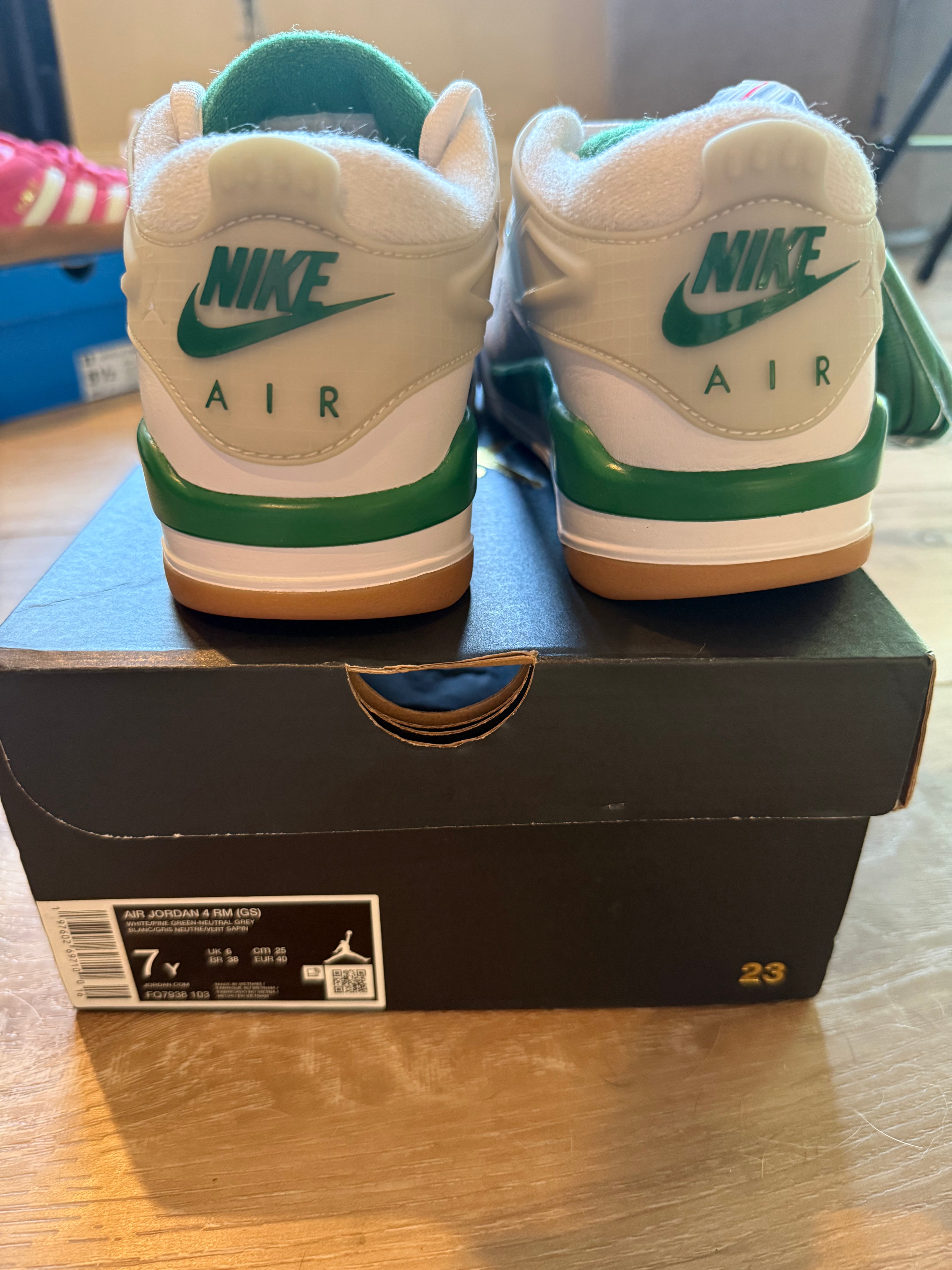 Air Jordan 4 RM GS White/Neutral Grey/Pine Green