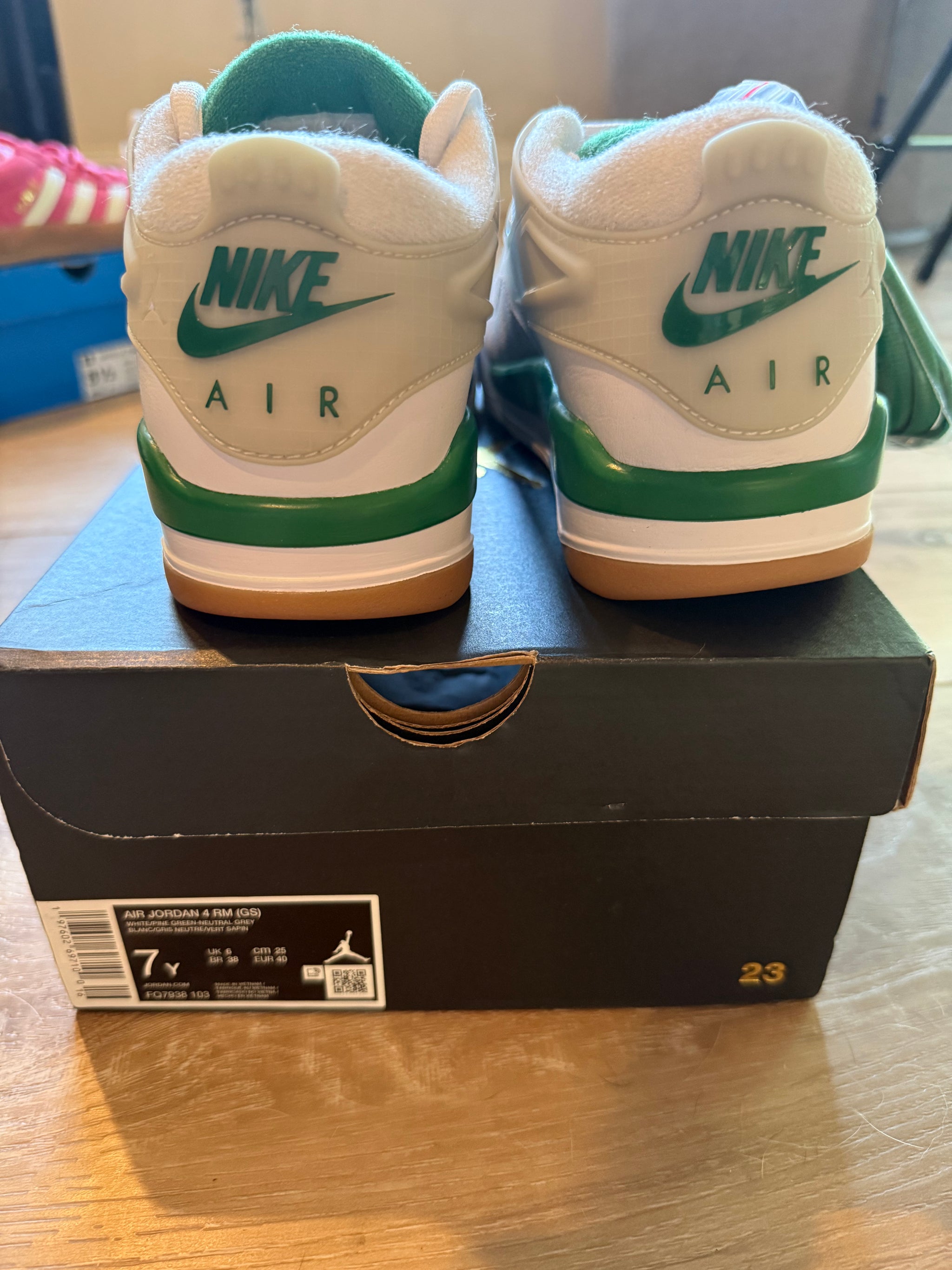 Air Jordan 4 RM GS White/Neutral Grey/Pine Green