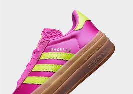 adidas Gazelle Bold Pink/Lime Platform Gum Sole — Women's