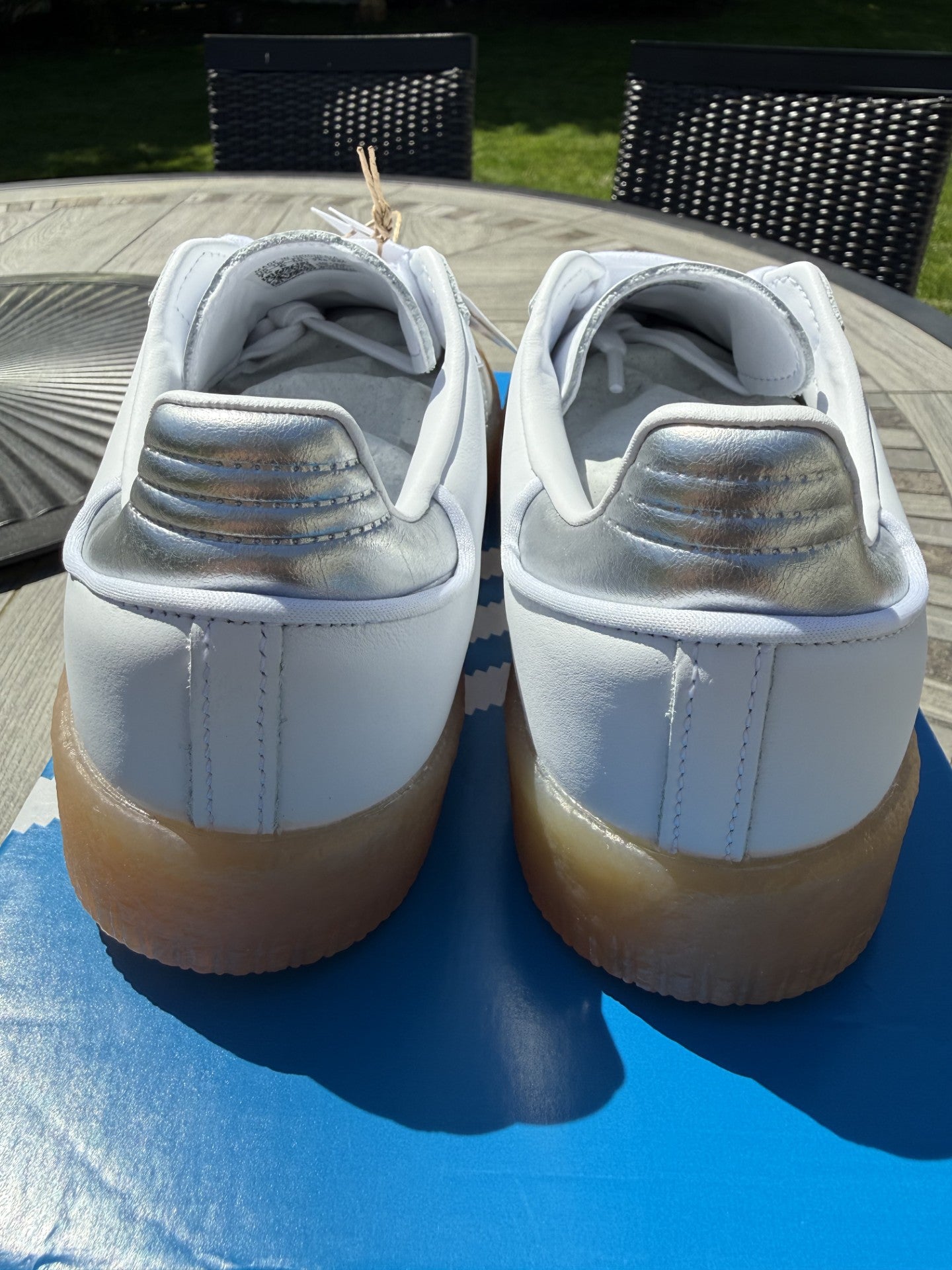 adidas Sambae W White/Metallic Silver — Women's 8