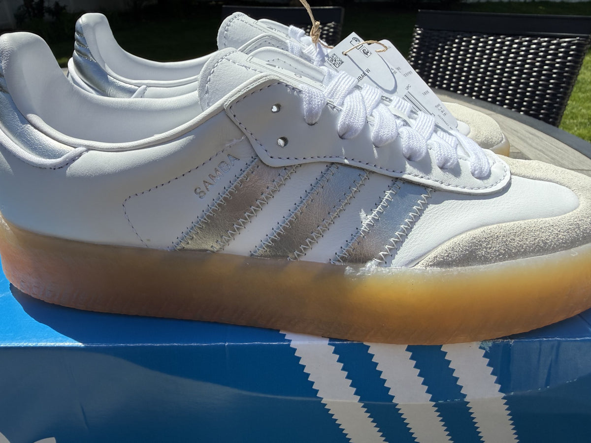 adidas Sambae W White/Metallic Silver — Women's 8
