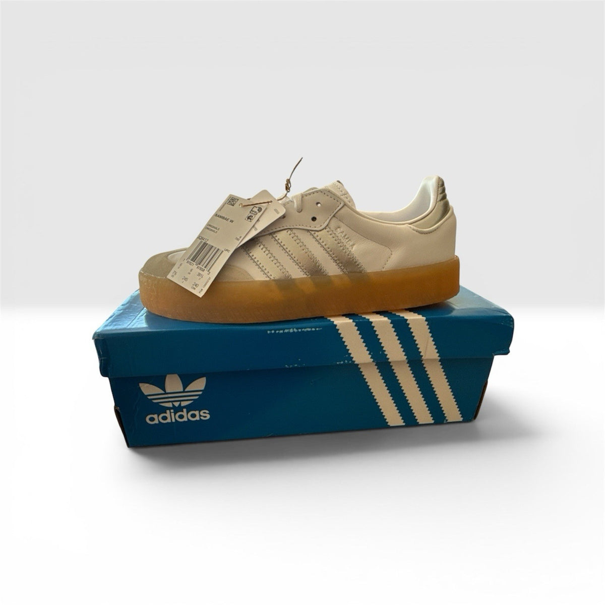 Adidas Sambae W Women’s Size 7.5 White Silver Gum Platform Sneakers BNWB JQ8411