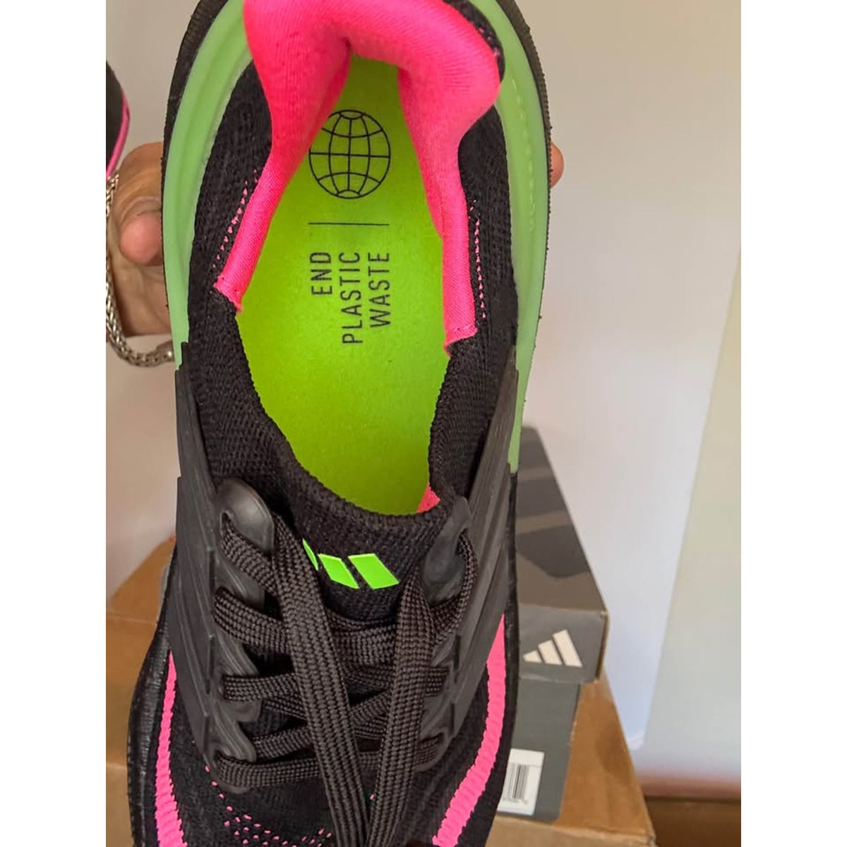 Adidas Ultraboost Light W Running Shoes Black Pink Green US 7.5