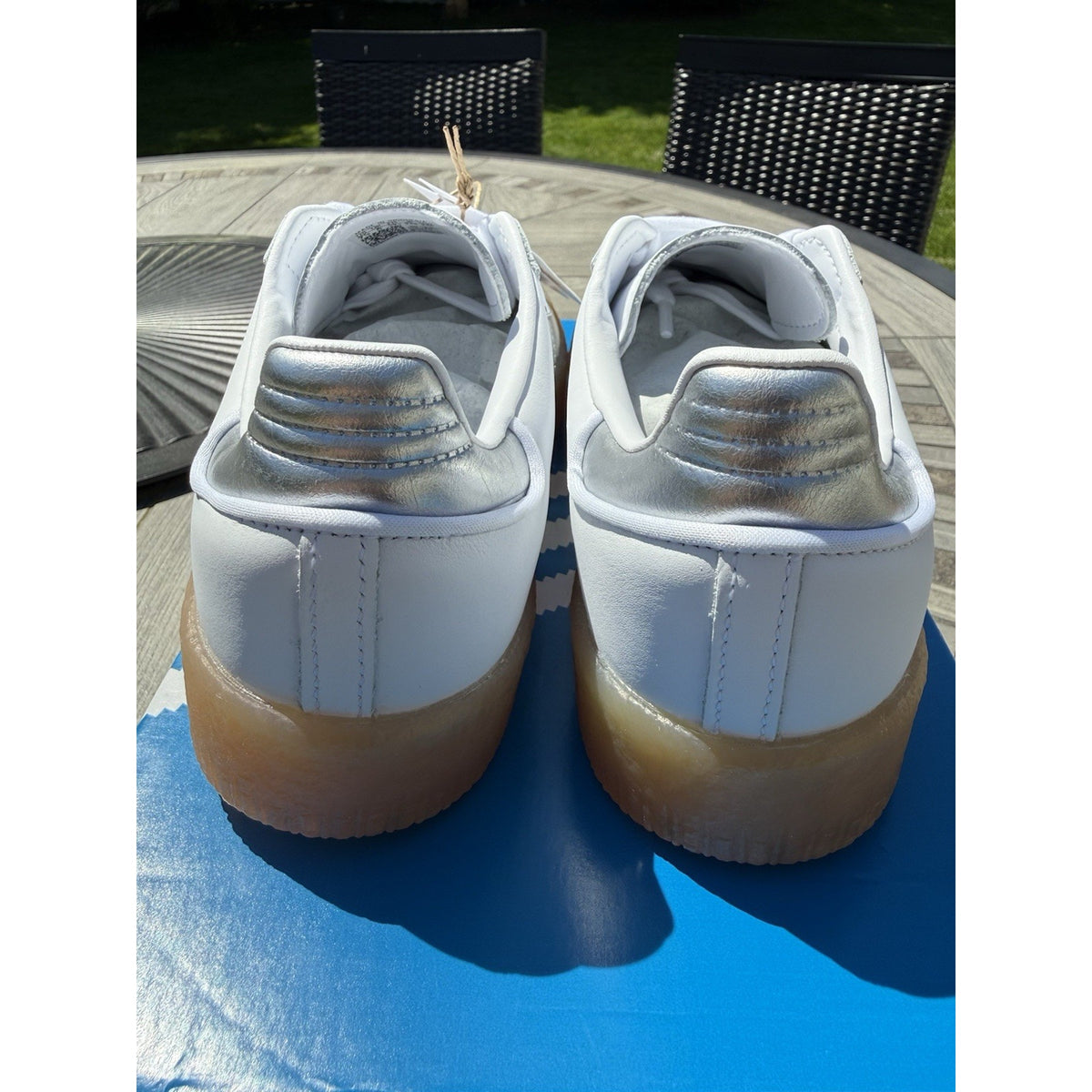 Adidas Sambae W Women’s Size 7.5 White Silver Gum Platform Sneakers BNWB JQ8411