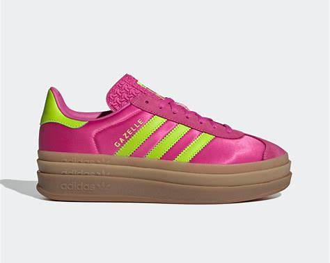 adidas Gazelle Bold Pink/Lime Platform Gum Sole — Women's