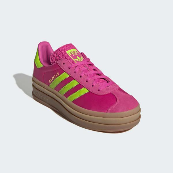 adidas Gazelle Bold Pink/Lime Platform Gum Sole — Women's
