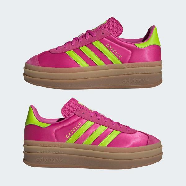 adidas Gazelle Bold Pink/Lime Platform Gum Sole — Women's