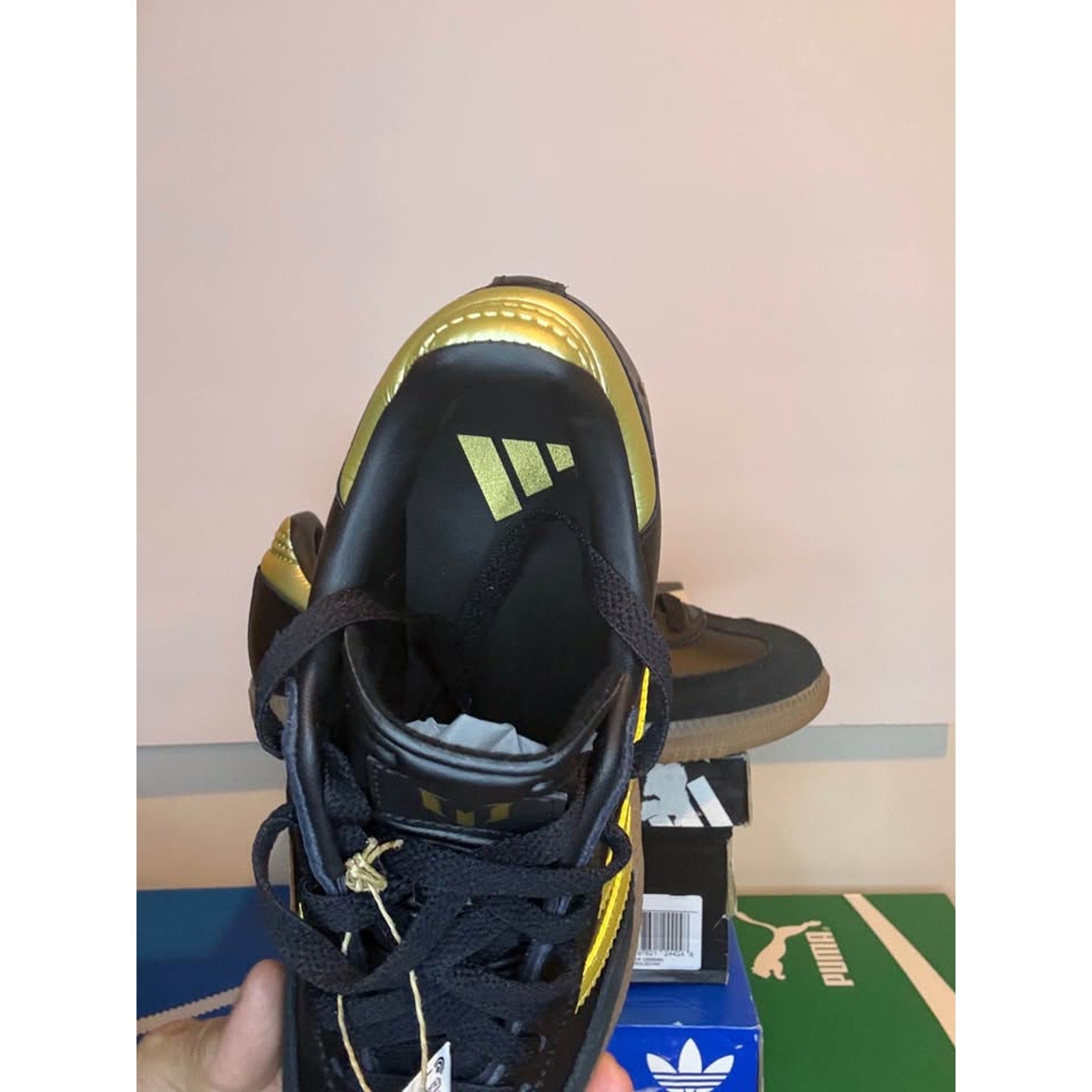 Adidas Samba Messi J Black Gold Shoes US 4.5Y