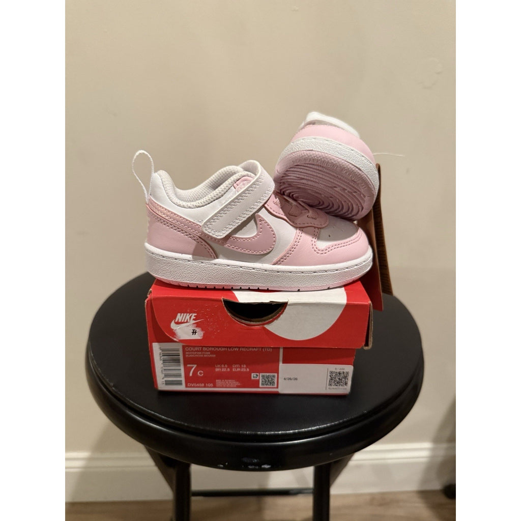 Nike Court Borough Low Recraft Kids Sneakers Pink White Size 7C