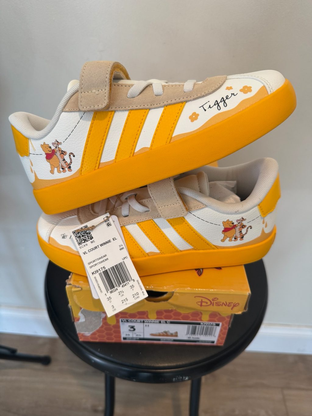 Adidas x Disney VL Court Winnie EL C KI9175 - Orange/Cream - Size 11K