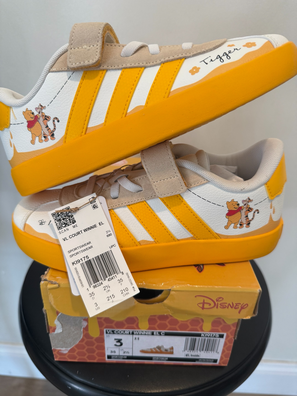 Adidas x Disney VL Court Winnie EL C KI9175 - Orange/Cream - Size 11K