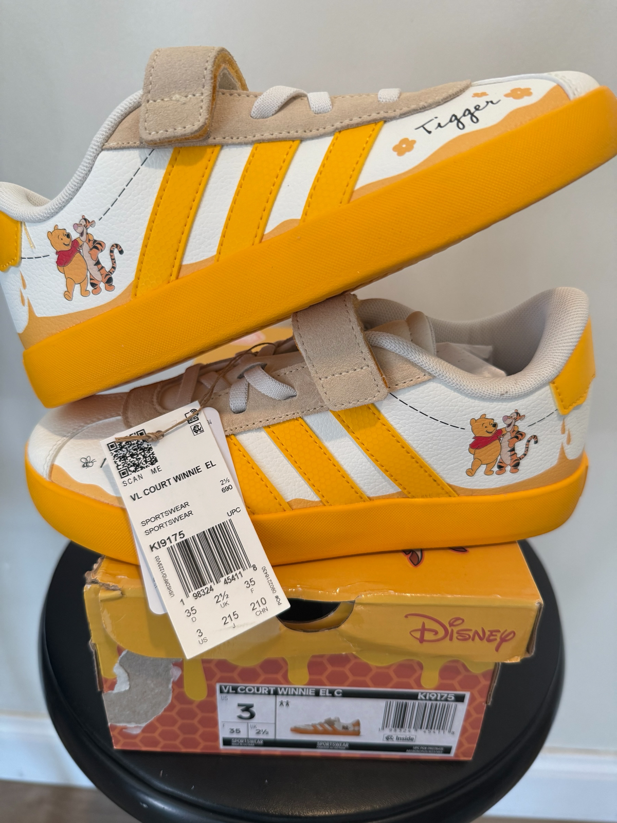Adidas x Disney VL Court Winnie EL C KI9175 - Orange/Cream - Size 11K