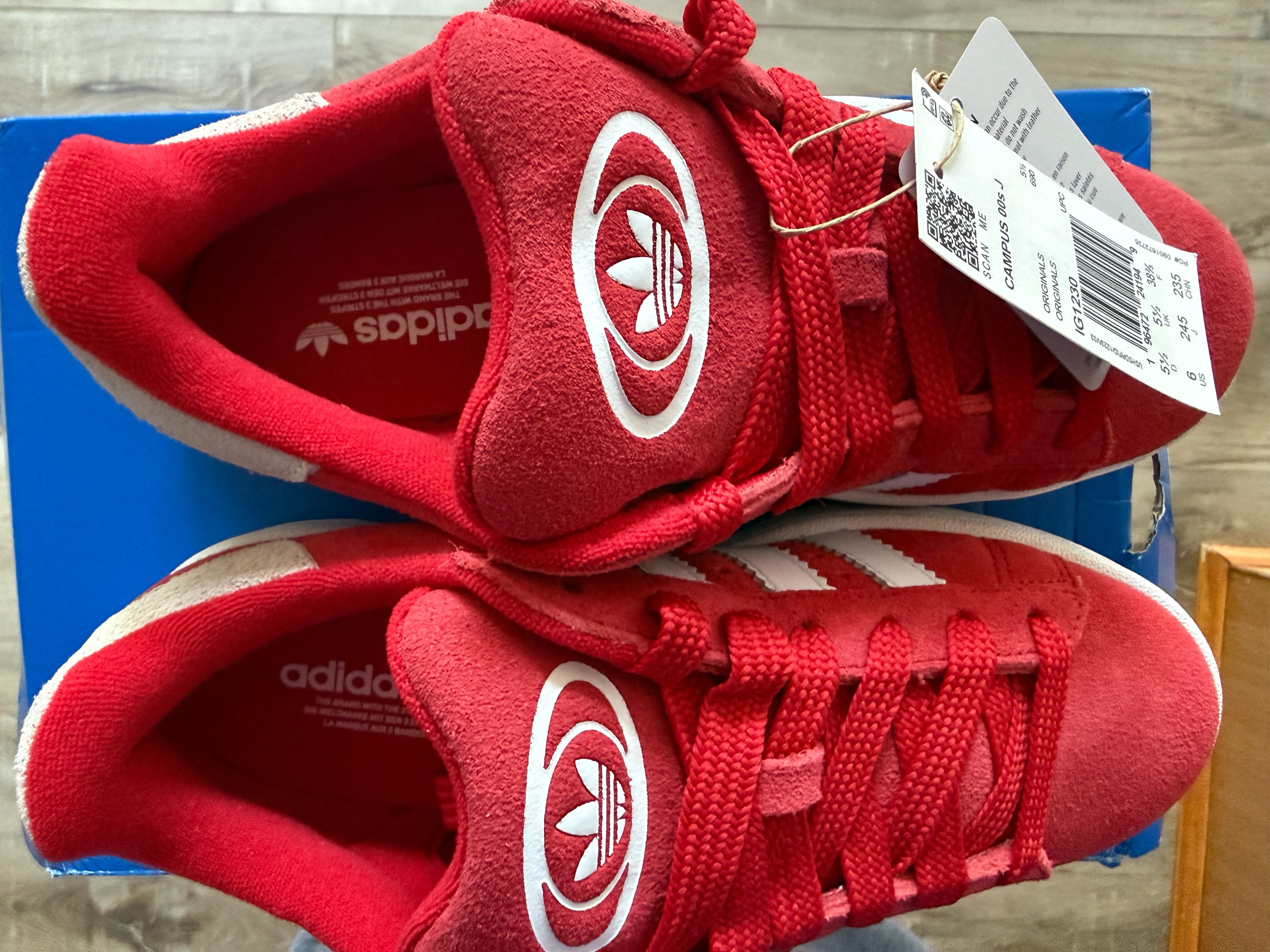 Adidas Campus 00s J IG1230 - Red/White - Size US 6