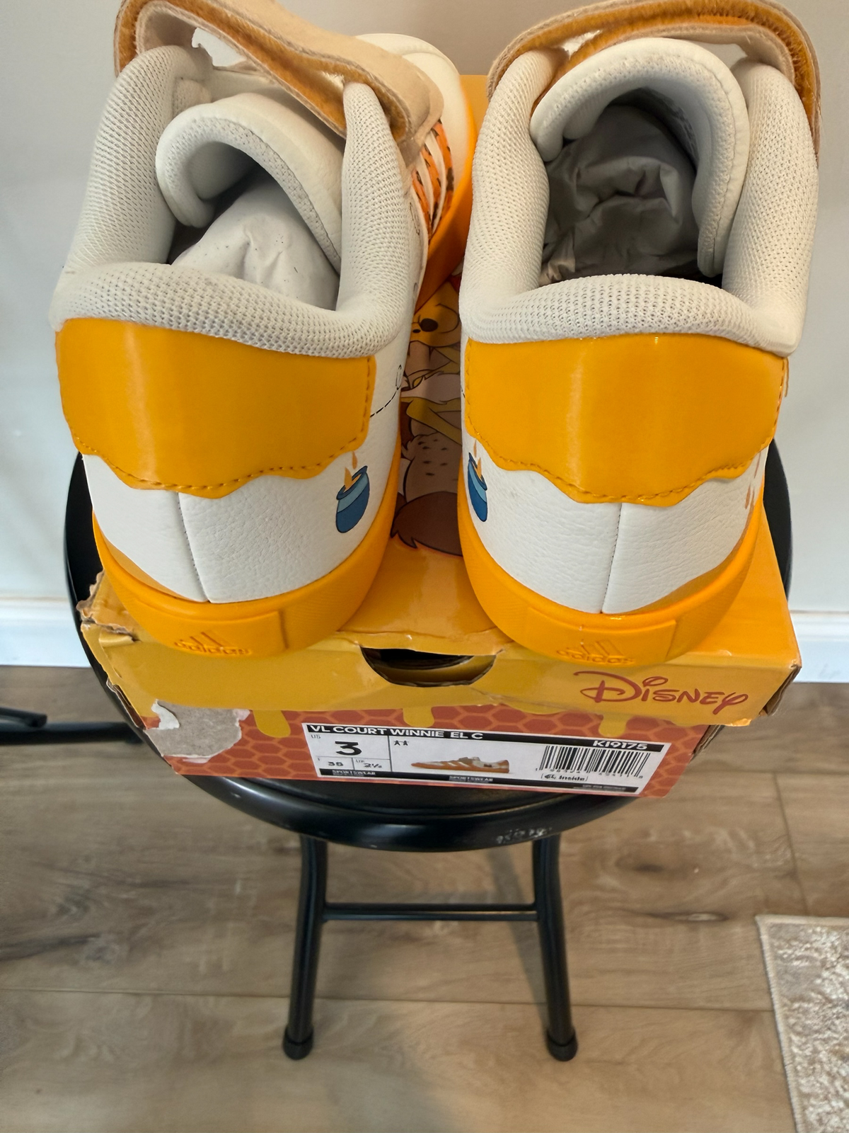 Adidas x Disney VL Court Winnie EL C KI9175 - Orange/Cream - Size 11K