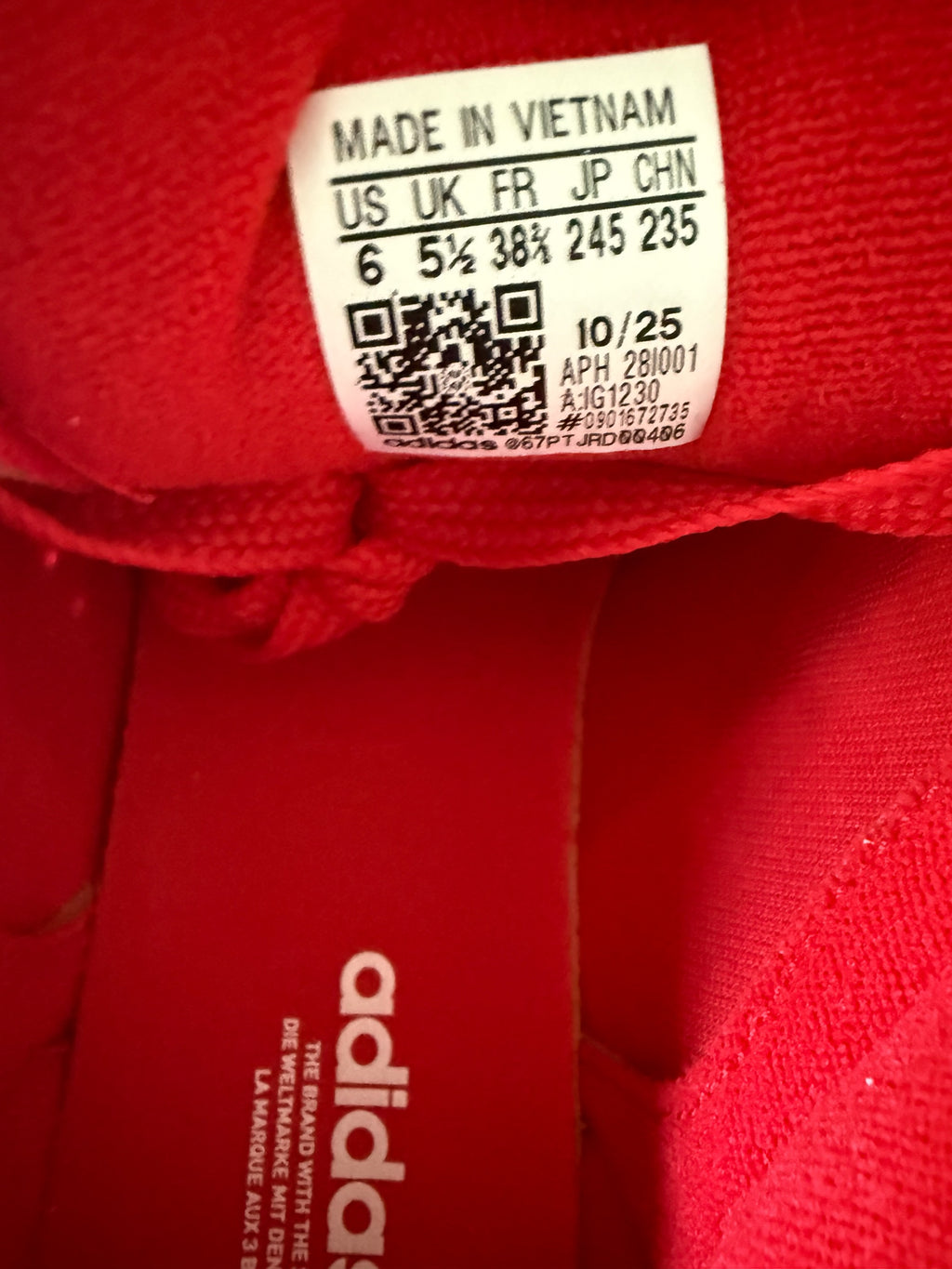 Adidas Campus 00s J IG1230 - Red/White - Size US 6
