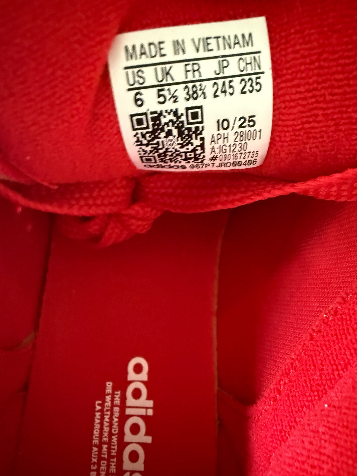 Adidas Campus 00s J IG1230 - Red/White - Size US 6